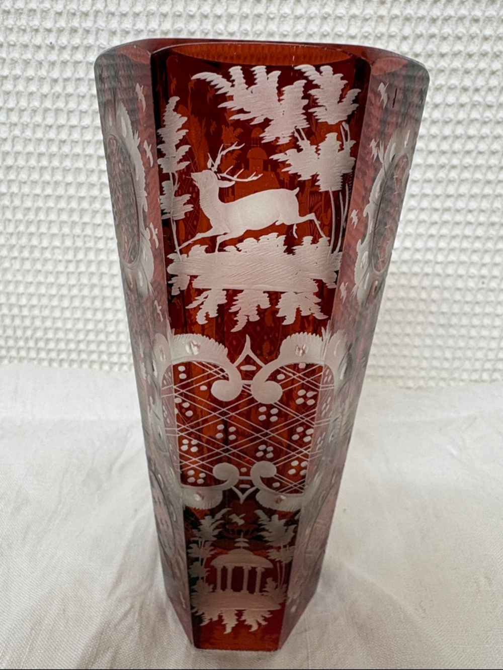 Bohemian Ruby red crystal vase